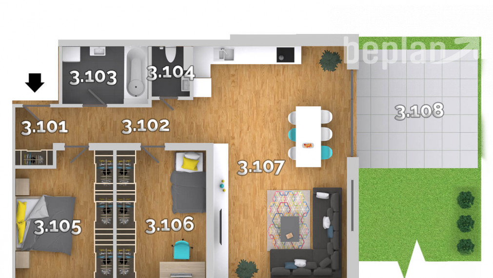 Projekt NOVÁ TULIPA Kvetoslavov - Byt A3.3