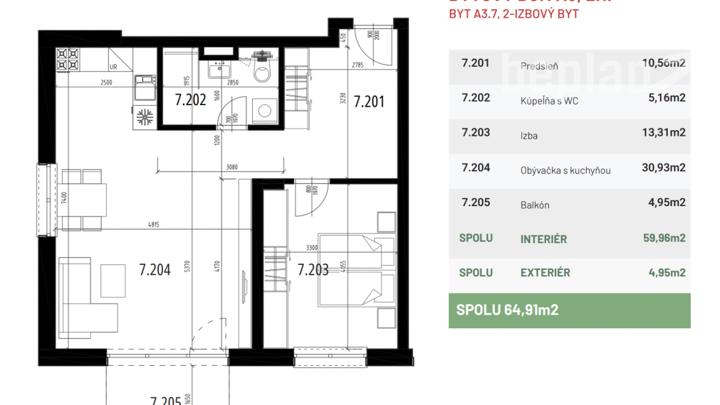 Projekt NOVÁ TULIPA Kvetoslavov - Byt A3.7