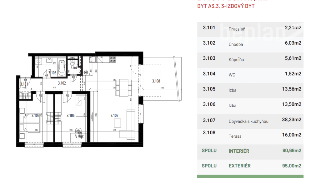Projekt NOVÁ TULIPA Kvetoslavov - Byt A3.3