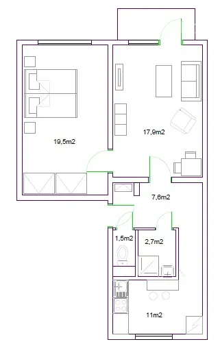 Na predaj 2-izbový byt v centre mesta Martin