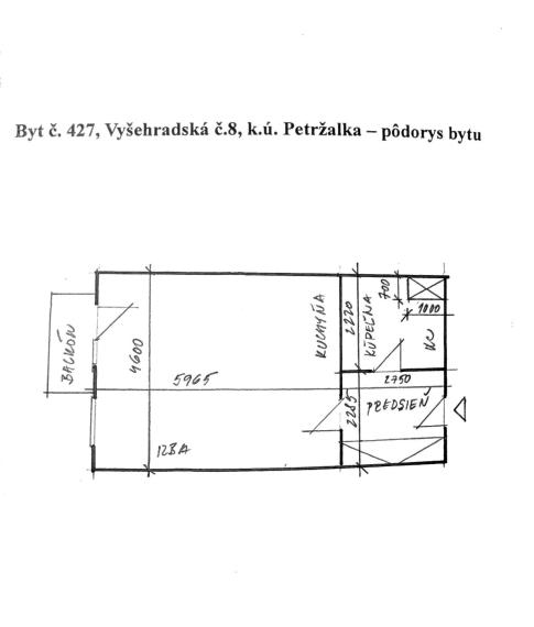 Na predaj 1-izbový byt na Vyšehradskej ulici v Bratislave